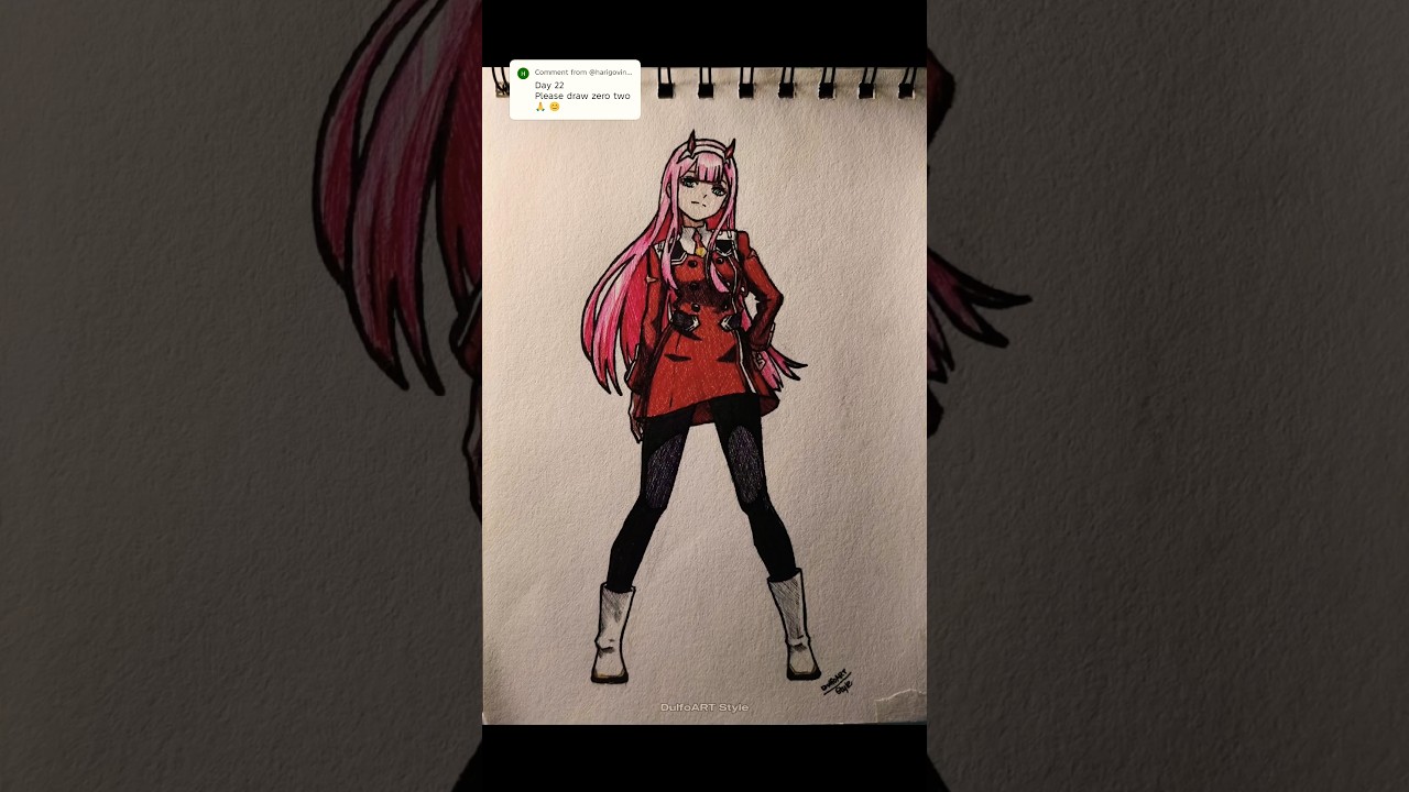 Zero Two, stickwman to anime drawing #darlinginthefranxx #zerotwo #anime #drawing #art #fyp#animeart