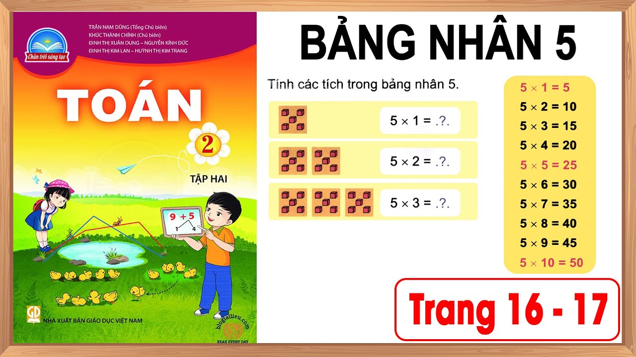 Toán lớp 2 chân trời sáng tạo tập 2 trang 16-17 |Bảng nhân 5