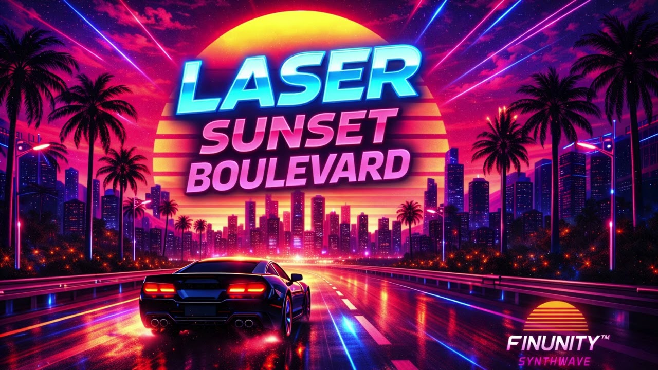 🌇 LASER SUNSET BOULEVARD – FINUNITY™ SYNTHWAVE #SYNTHWAVE #NIGHTDRIVEMUSIC #RETROWAVE