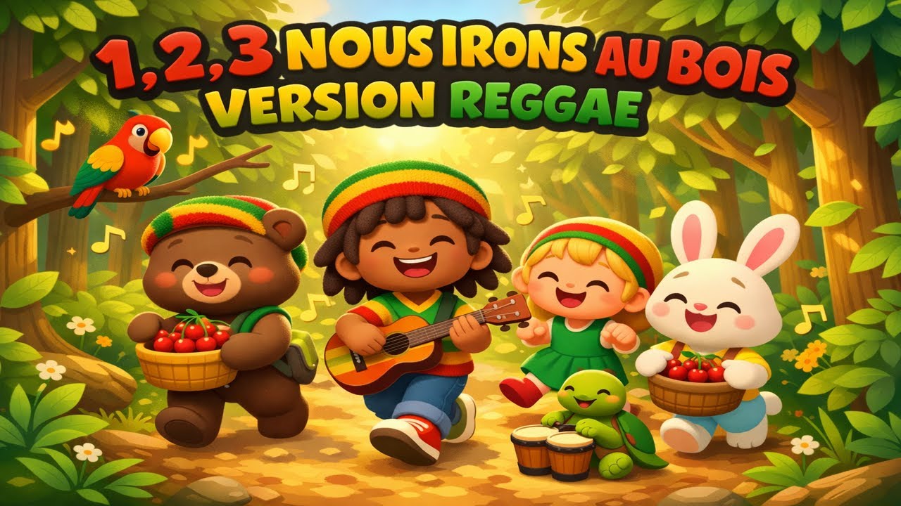 🌴 1, 2, 3 nous irons au bois – VERSION REGGAE 🌲🥁 Comptine cool & tropicale | #reggae