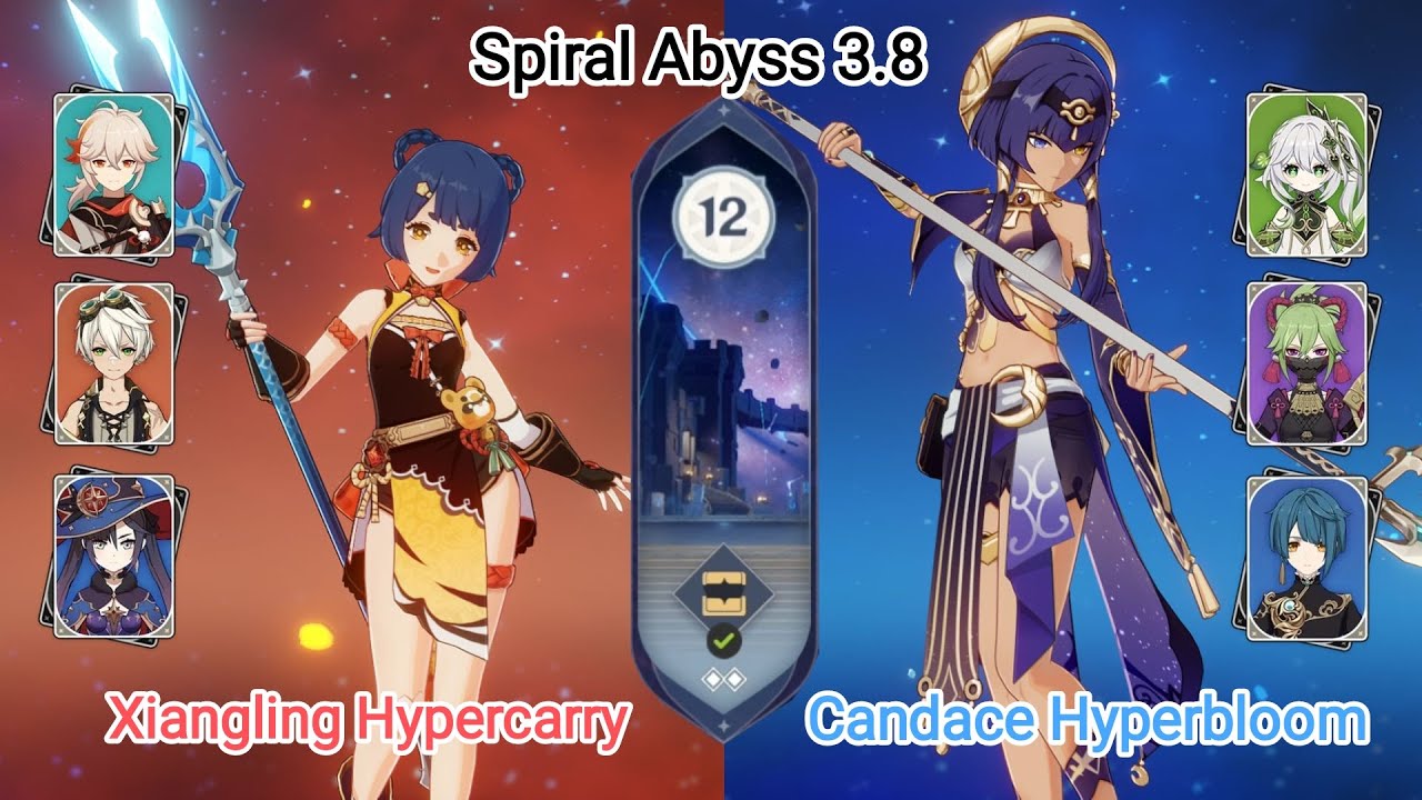 C6 Xiangling Hyper & C3 Candace Hyperbloom - Spiral Abyss 3.8 - Floor 12 9 star | Genshin Impact