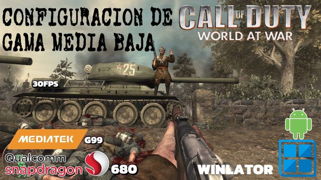 Configuracion de call of duty World At War Winlator para Android Gama Media Baja - 2025