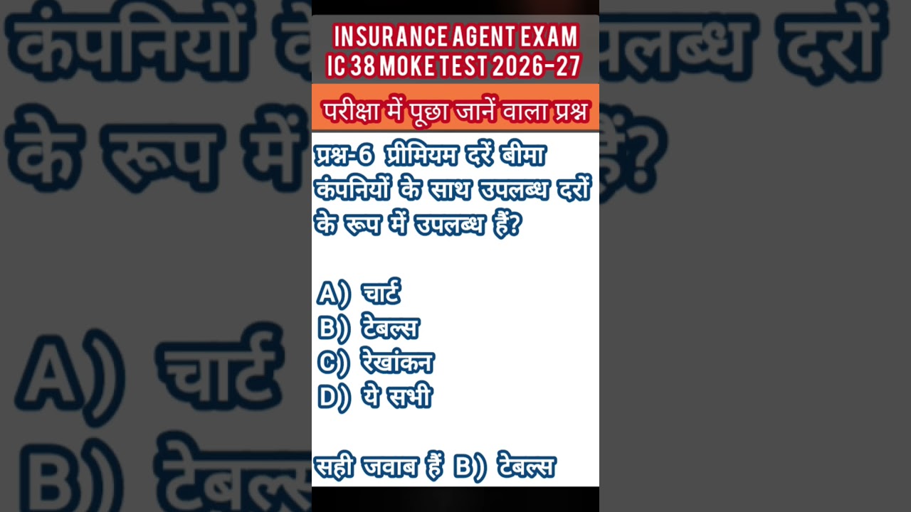 insurance agents exam moke test, IC 38 exam preparation for new update 100% IMP questions 
