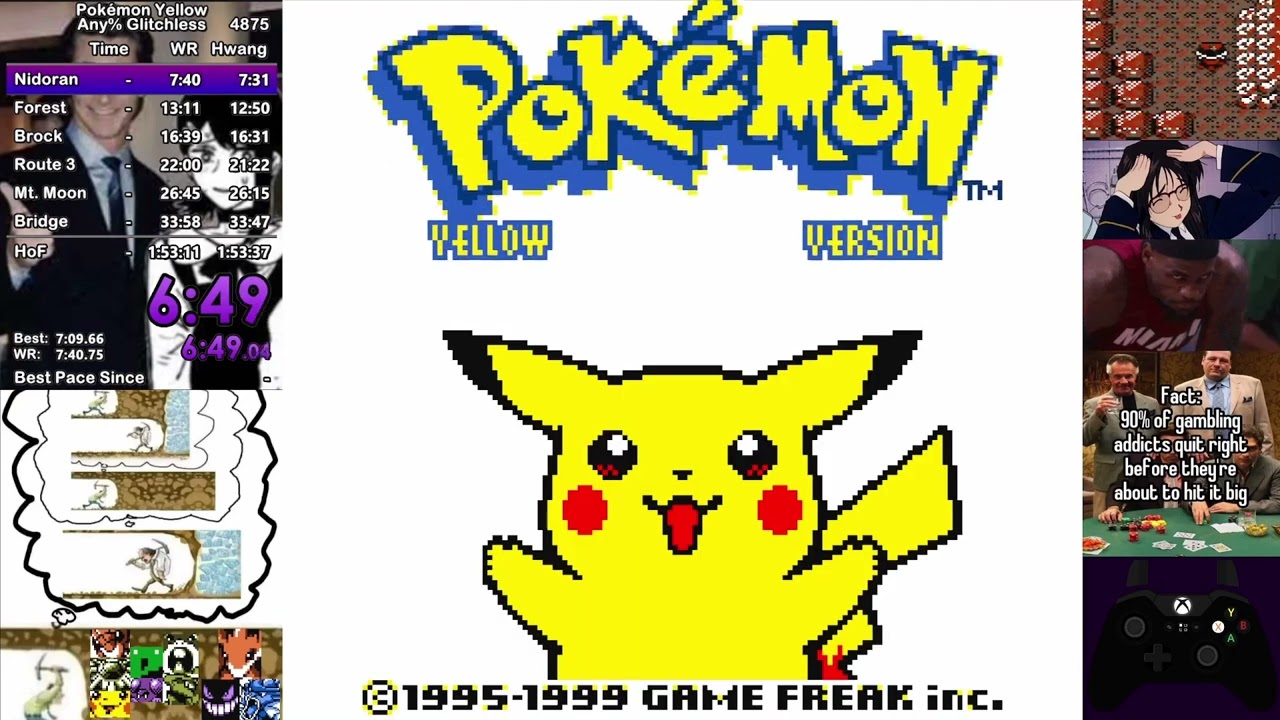 Pokémon Yellow Any% Glitchless  - 1:53:44