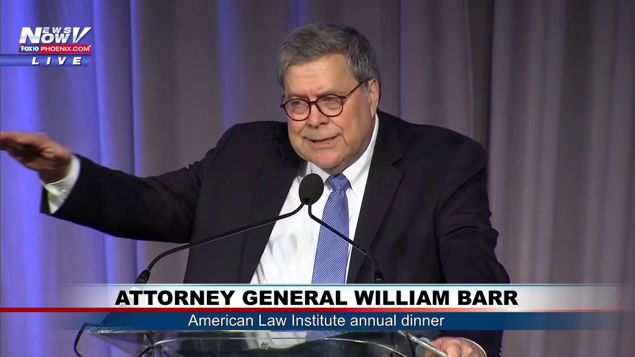 AG WILLIAM BARR: Speaking at the American Law Institute's annual dinner