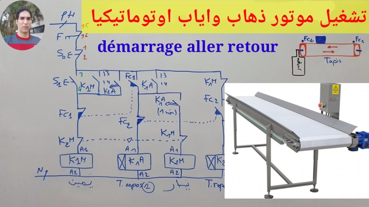 مخطط تشغيل محرك يمين يسار أوتوماتيكيا وبدون توقف démarrage aller-retour