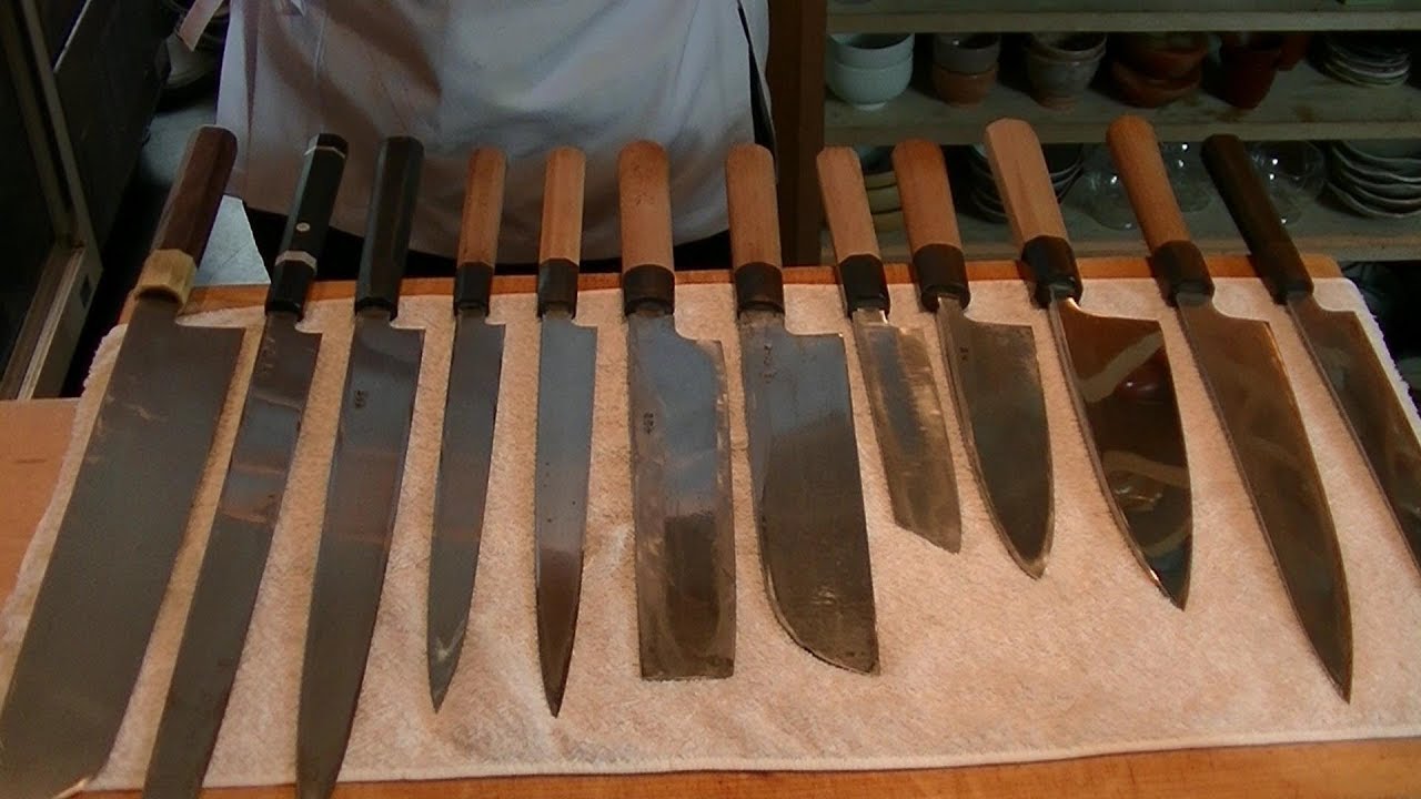 包丁の紹介と研ぎ方　包丁の研ぎ方は５分４０秒～です。