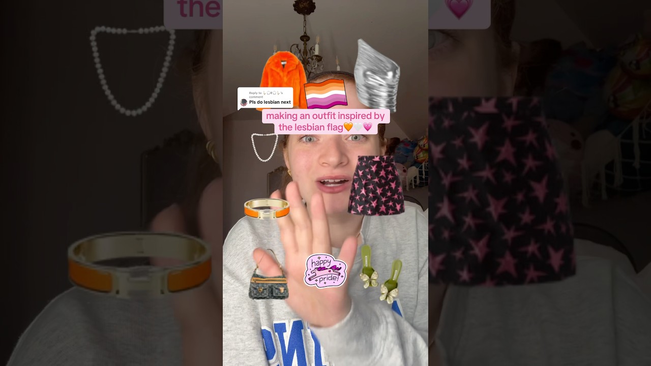 Making an Outfit for the LESBIAN FLAG🧡🤍💖 #lesbian #pride #pridemonth #youtubeshorts #shorts