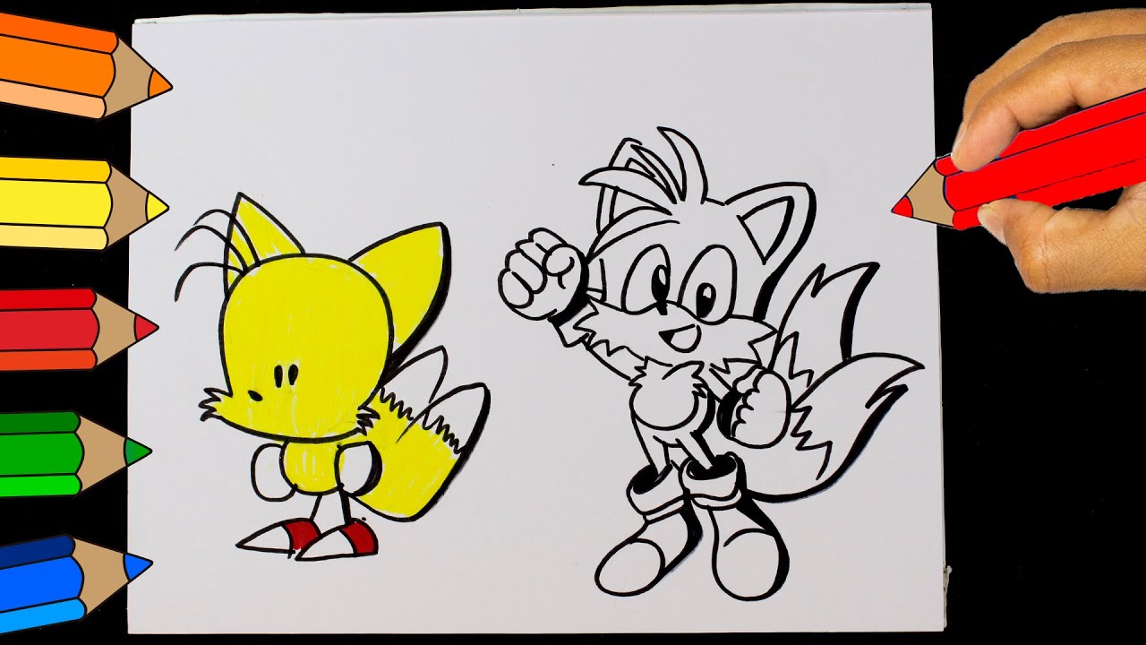 🔴 Coloring and Drawing SONIC -TAILS CHARACTER  👉   How to Draw SONIC - Tails ⭐