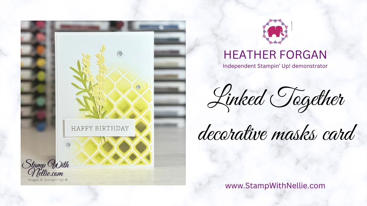 How to use the Stampin' Up! Linked Together decorative masks for a birthday card