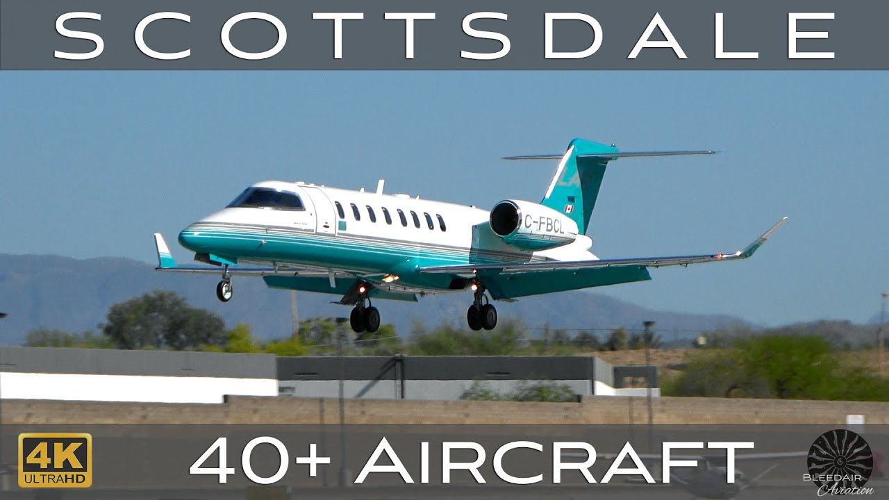 40+ Arrivals & Departures at Scottsdale (4K) | Plane Spotting | [KSDL\SCF]