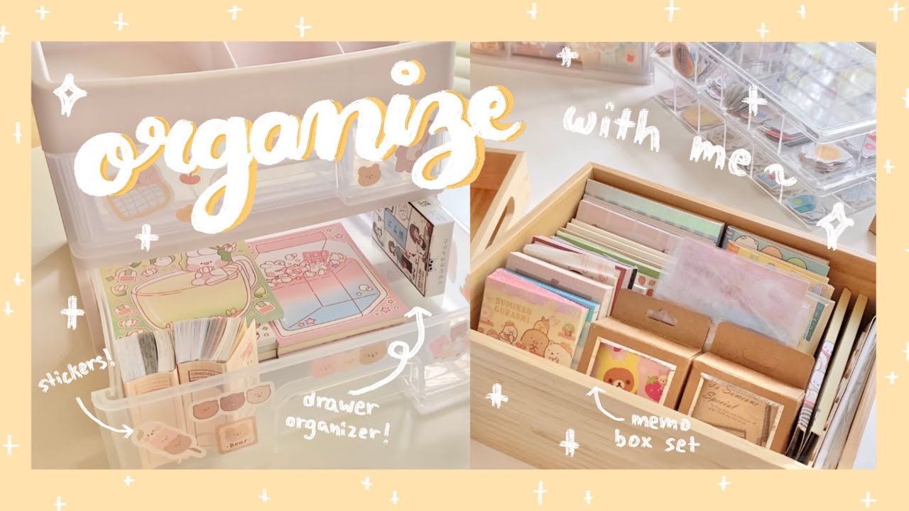🐻*:･ﾟorganizing my stationery + new desk setup! // asmr & lofi