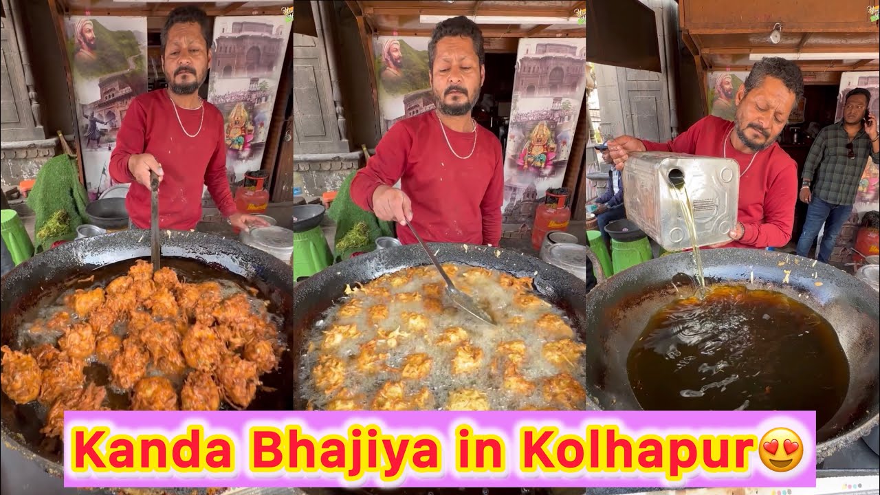 Kolhapur Famous Kanda Bhajiya 😍😍 | Bulk Making Street Style Onion Pakoda 🤩🤩 | Crispy & Spicy