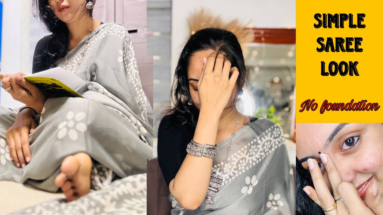 ഇനി 5 minute മതി 😍 Simple Saree Makeup look 🤩 | No foundation look | Easy makeup | Malayalam