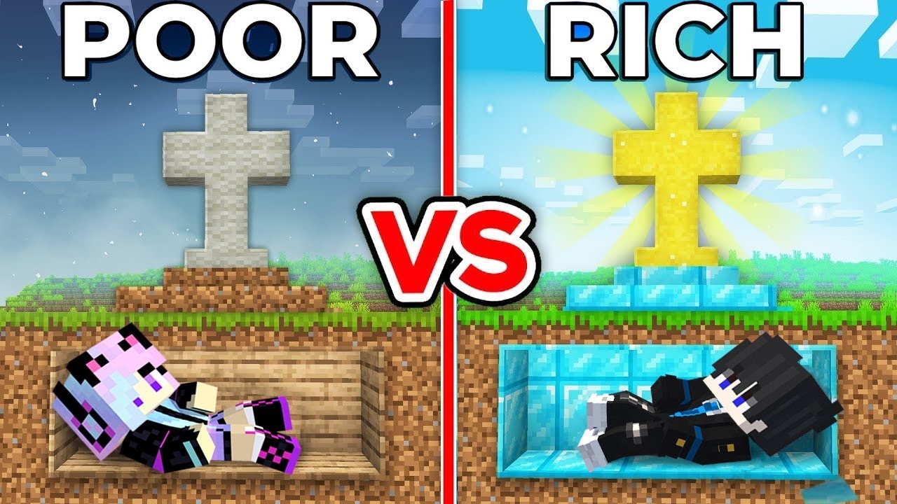 Poor GRAVE vs Rich GRAVE Survival Battle in Minecraft !