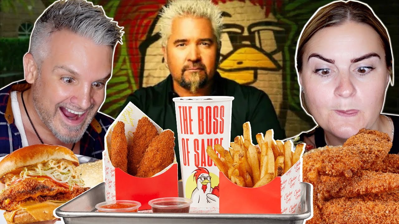Brits Try [CHICKEN GUY] Guy Fieri Restaurant The First Time! Vlog No.7