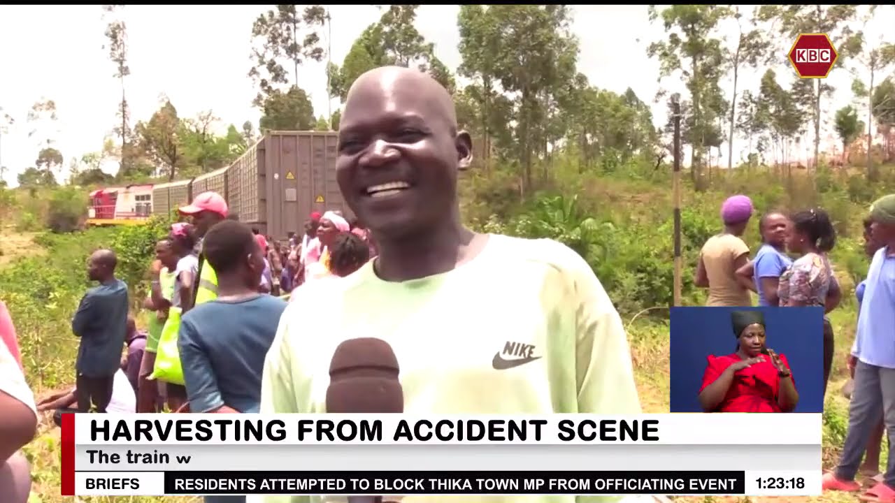 Locals’ loot wheat after freight train derails in Lugari Kakamega