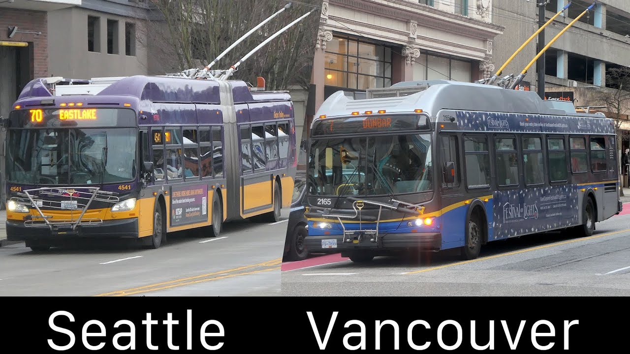 Trolejbusy w Seattle i Vancouver, luty 2024 r.