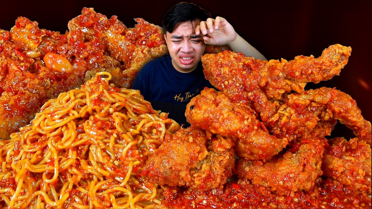 MUKBANG MIE GACOAN JEBEW LEVEL 8 PEDAS GILA + AYAM CRISPY SAMBAL BALADO