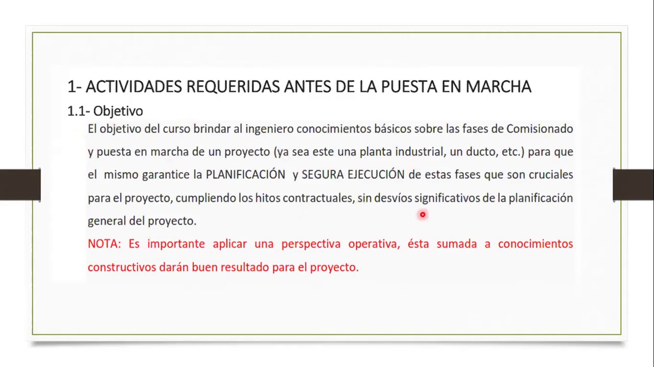 GESTION EN COMISIONADO Y PUESTA EN MARCHA