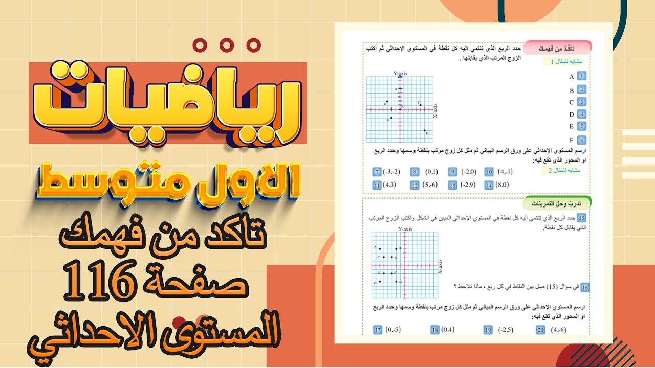 تاكد من فهمك صفحة 116 المستوى الاحدائي صفحة 116 رياضيات اول متوسط|رياضيات اول متوسط صفحة 116