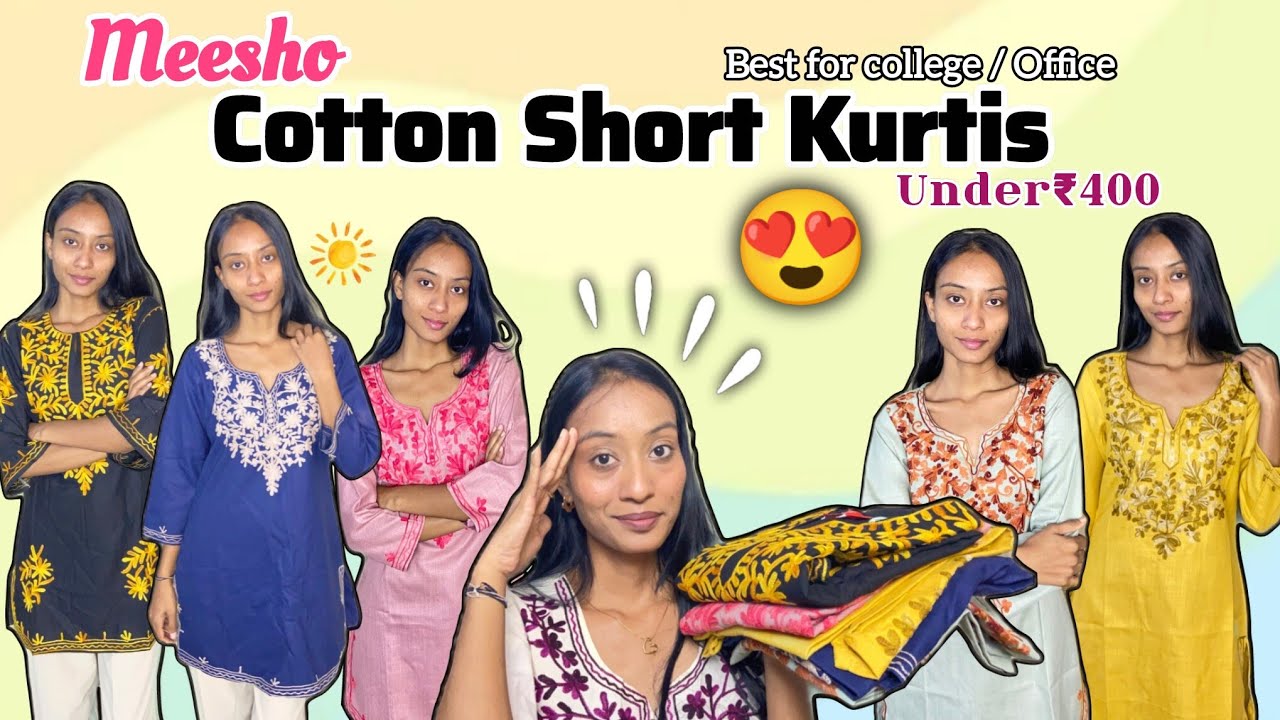 *Meesho* Cotton Short Kurtis Haul |  Under ₹400 | comfortable| esthetic| Best for Office and college