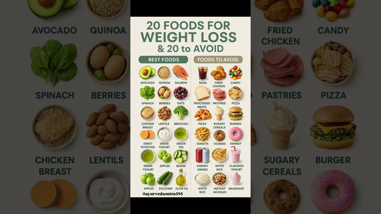 ✅ 20 Best Foods for Weight Loss 🥗 & 20 Foods You MUST Avoid 🚫 | Healthy Diet Tips #Shorts