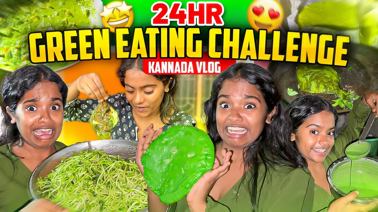 Eating Only Green Food For 24 Hours 😱😱Rakshita Kannada Talks #green #cooking #challenge #kannada