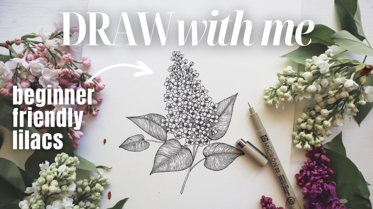 How to Draw Lilacs + Leaves ✿ Beginner Friendly Flower Drawing Tutorial