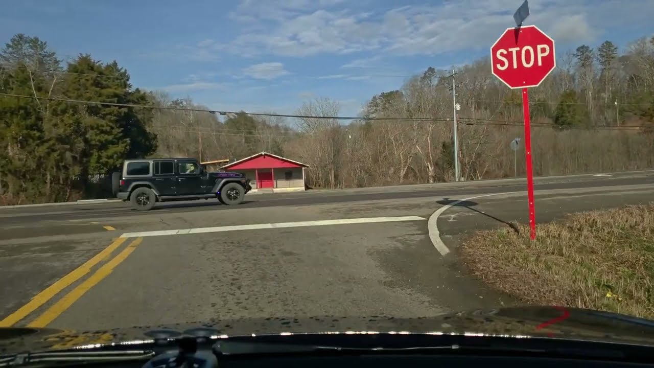 Trip from Pigeon Forge. FSD v14.2.2.2. Sloth Mode. Self-Driving (5X Speed). January 22nd, 2026