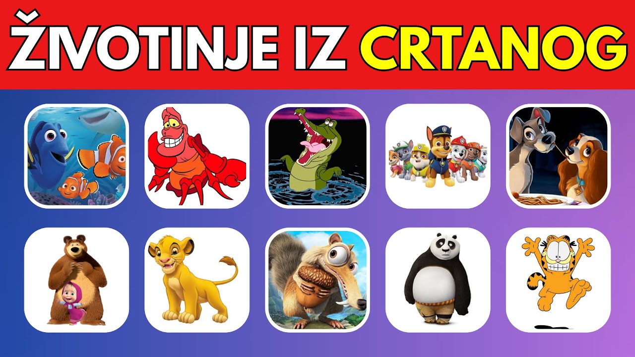 Pogađajmo životinje iz crtanog filma! 🐾🎬