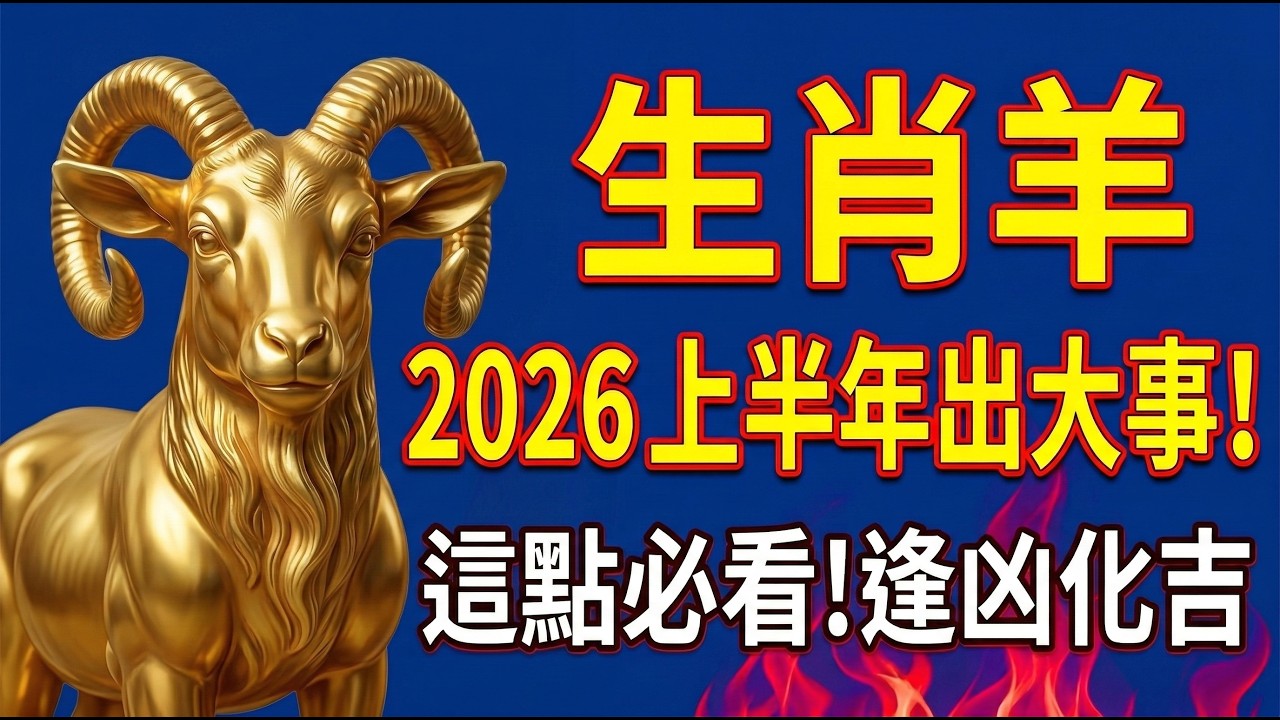 生肖羊，2026年上半年要出大事！家裡有屬羊的一定要注意，看懂能幫你逢凶化吉！#生肖羊2026運勢 #2026屬羊運勢 #生肖羊 #2026馬年 #招財開運 #風水 #屬羊 #財運 #事業運 #家庭運