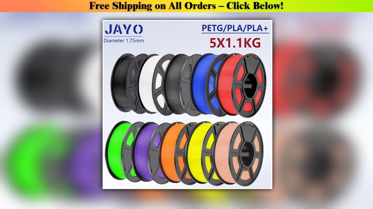 JAYO 3D PETG/PLA/PLA PLUS Filament 1.75mm PLA Filament 5 Rolls For Bambu FDM 3D Printer Neatly