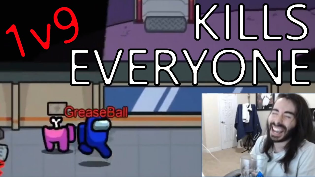 GREASEBALL IMPOSTOR 1v9 убивает ВСЕХ ЧЛЕНОВ КОМАНДЫ | Among Us Impostor