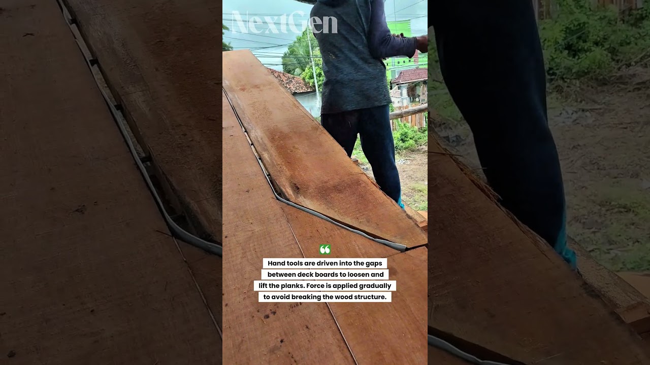 Removing Wooden Boat Deck by Hand &ndash; Traditional Shipyard Technique