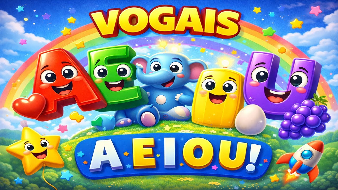 🔤 Vogais A E I O U | Aprenda as Vogais Infantil Animado 3D 🌈