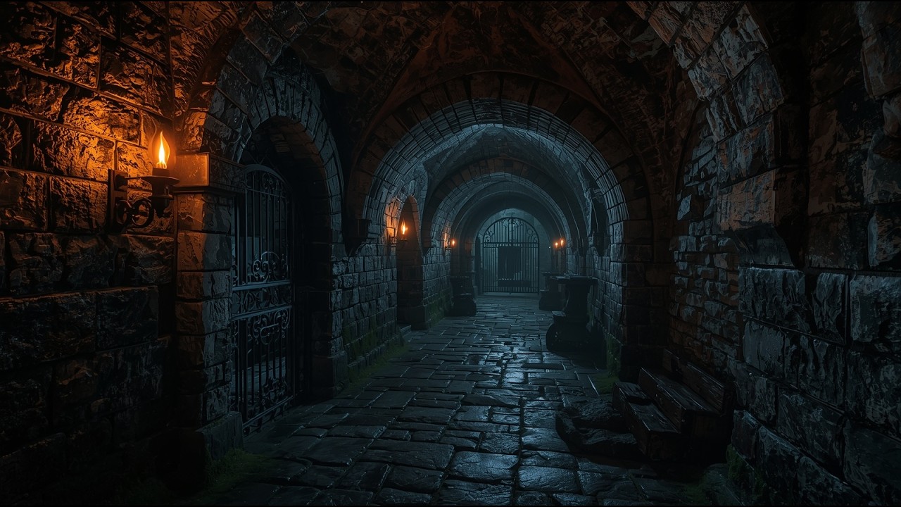 Dark Dungeon Ambience ⚔️ Dripping Water, Torches & Fantasy Music for D&D
