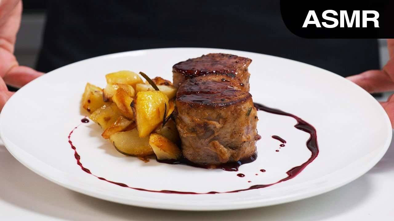 ASMR | FILETTO con GLASSA di VINO ROSSO e PATATE [no talking #OTTIMO​​​​]