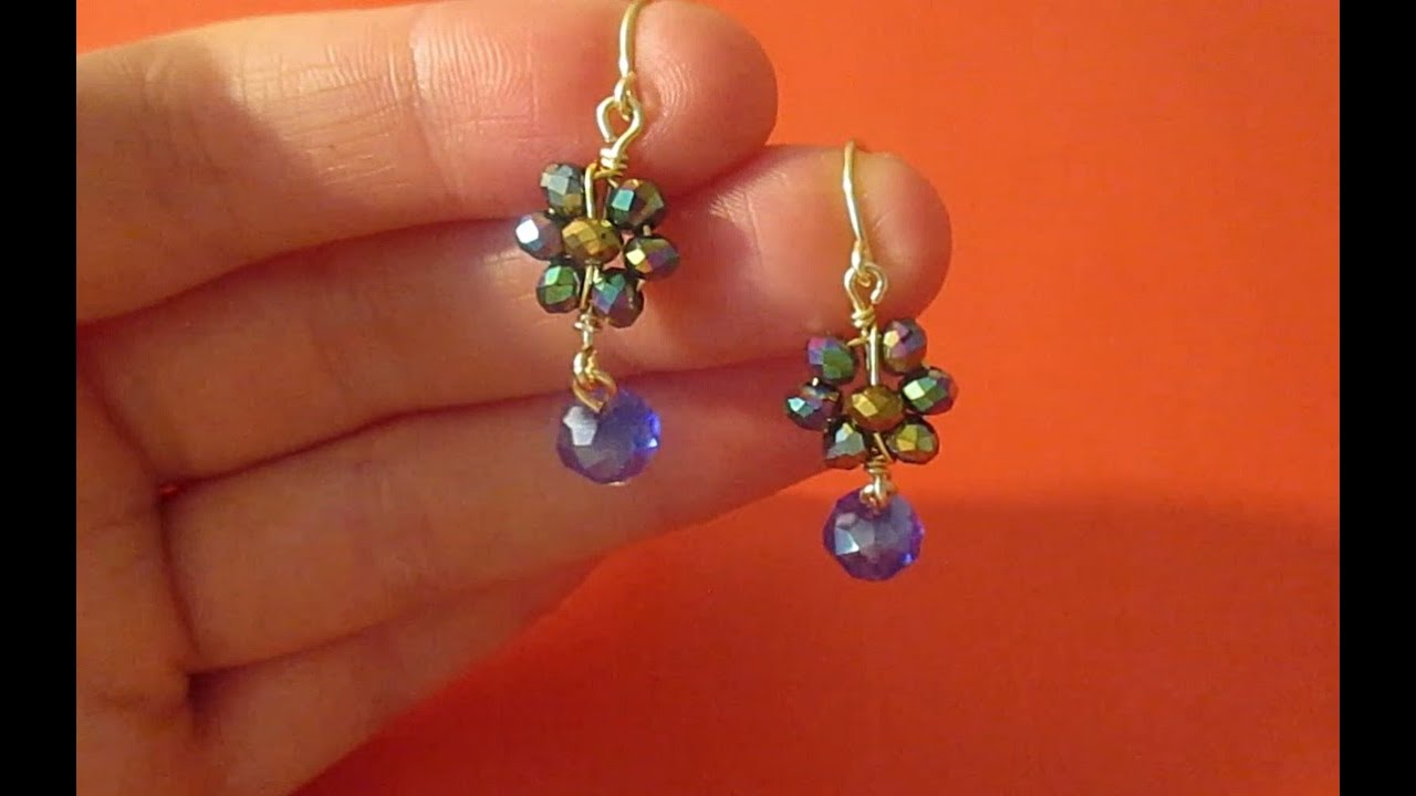 Como Hacer un  Arete de Cristales en Forma de Flor