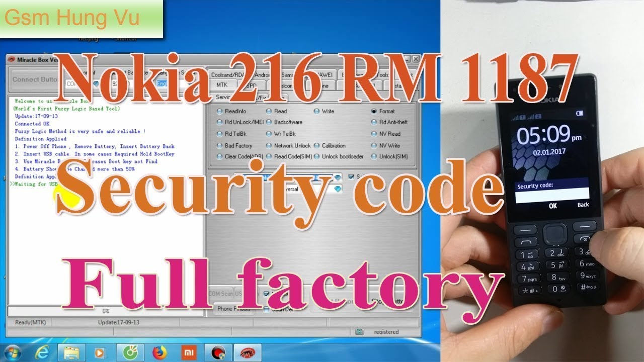 Nokia 216 Security Code Format Factory Unlock done by Miracle 2.58 Free done 100%