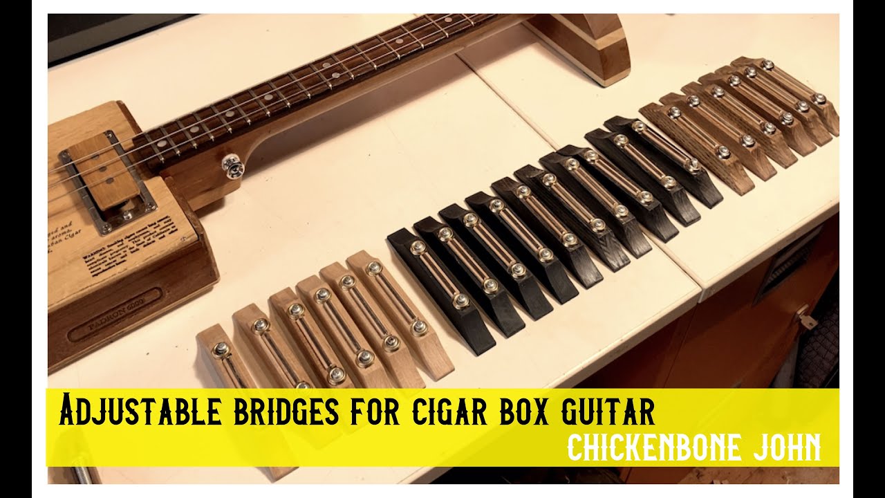 Adjustable height bridges for cigar box guitar