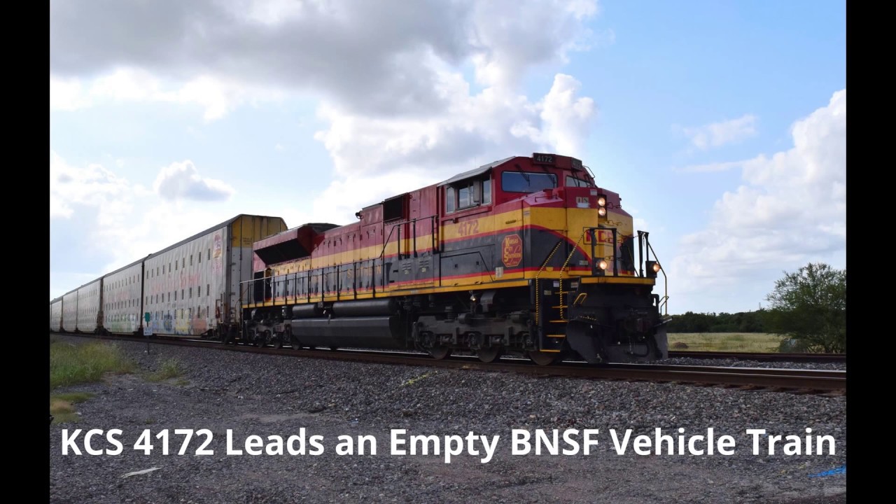 KCS 4172 Leads an Empty BNSF Vehicle Train - Rosenberg, TX