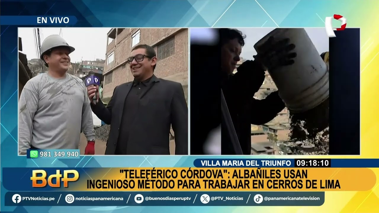 Utilizan ingenioso método: Albañiles crean teleférico para trabajar en los cerros de Lima
