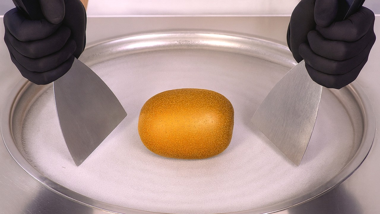 Golden Kiwi Ice Cream Rolls Perfection | ASMR