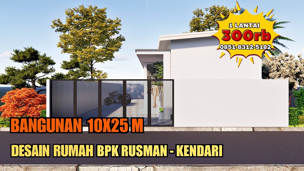 Desain Rumah Kos UK 10x25 M 1 Lantai | Jasa Desain Rumah Bpk Rusman, Kendari
