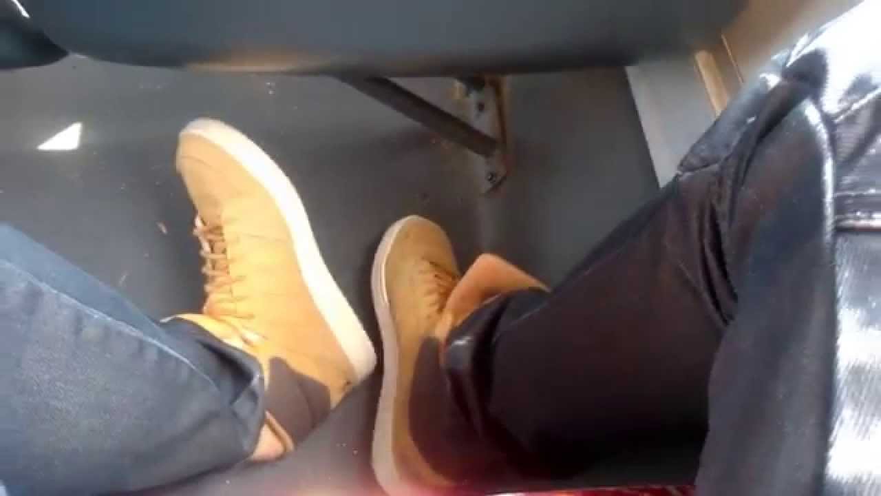 sweaty and stinky adidas hightops sockless in the bus