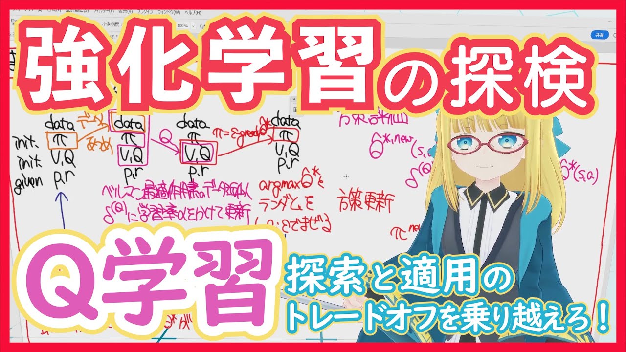 【強化学習】Q学習 - データを用いて最適方策を学習【強化学習の基礎アルゴリズム】RL vol. 14 #176 #VRアカデミア #ReinforcementLearning