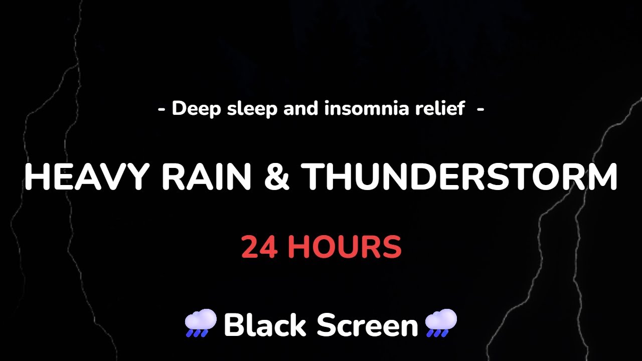 🔴 Heavy Rain & Thunderstorm for Sleeping 🌧️ Black Screen | Deep Sleep, Relax, Study