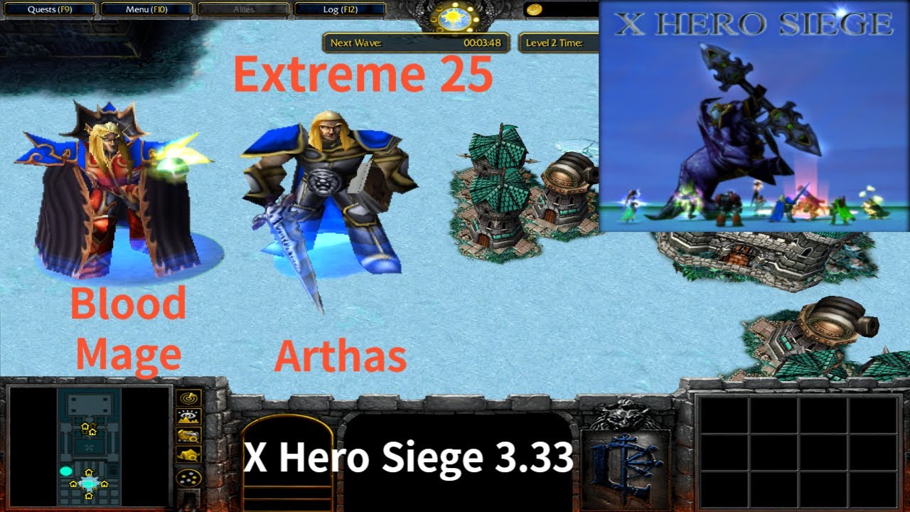 X Hero Siege 3.33, Extreme 25 Mage & Arthas, 8 ways Dual HeroBlood