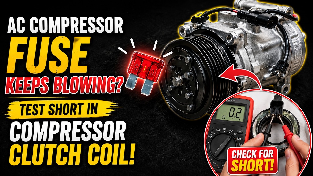 AC fuse keeps blowing Test short in AC compressor clutch coil